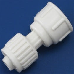 Brass 1/2-inch PEX to garden hose thread adapter used to connect RV PEX tubing to a standard garden hose fitting